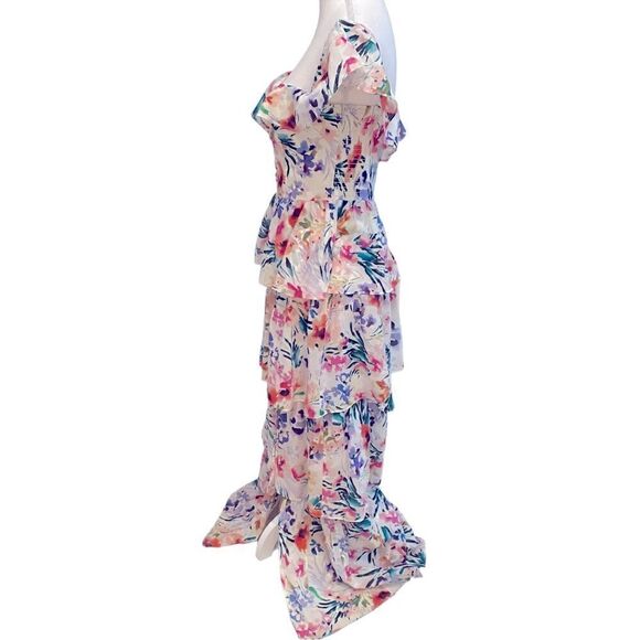 Amanda Uprichard Floral Ruffle Venezia Gown Size Small - Picture 6 of 8